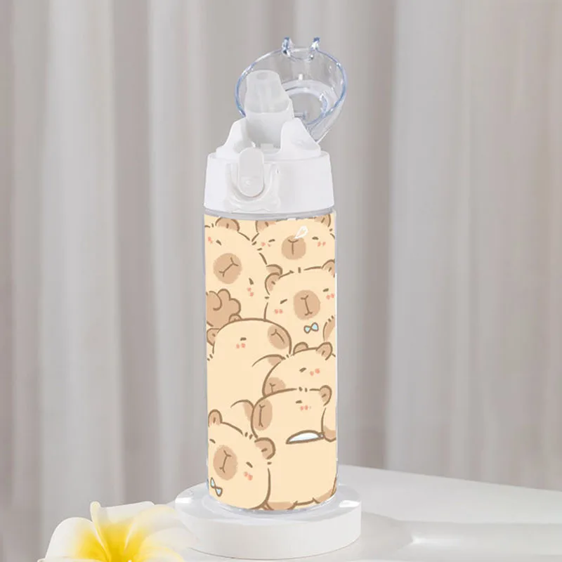 580ml Miniso Cute Capybara High Capacity Straw Cup Cartoon Anime Portable Plastic Cup Kawaii Student Water Cup Toys Girl Gifts