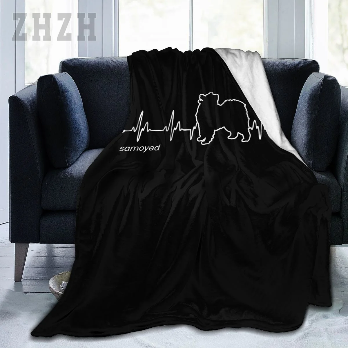 Blanket Samoyed Heartbeat - Samoyed Flannel Multifunction Outdoor Camping Sofa Cover Keep Warm