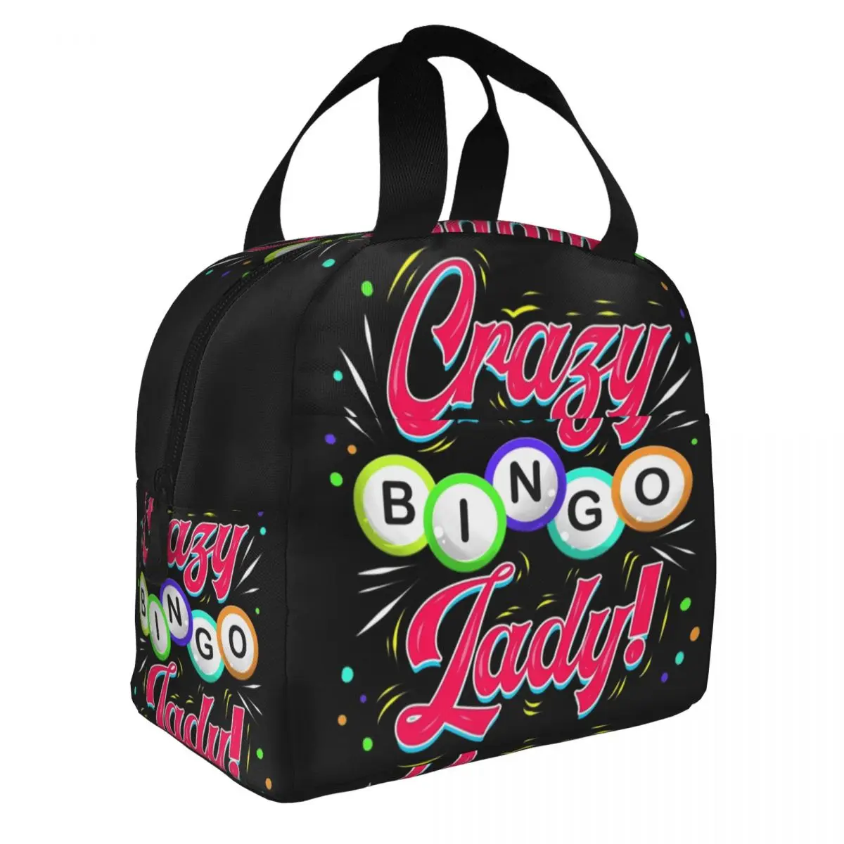 Lucky Game Crazy Bingo Lady Gambling Player Insulated Lunch Tote Bag Women Portable Cooler Thermal Bento Box Work School Travel
