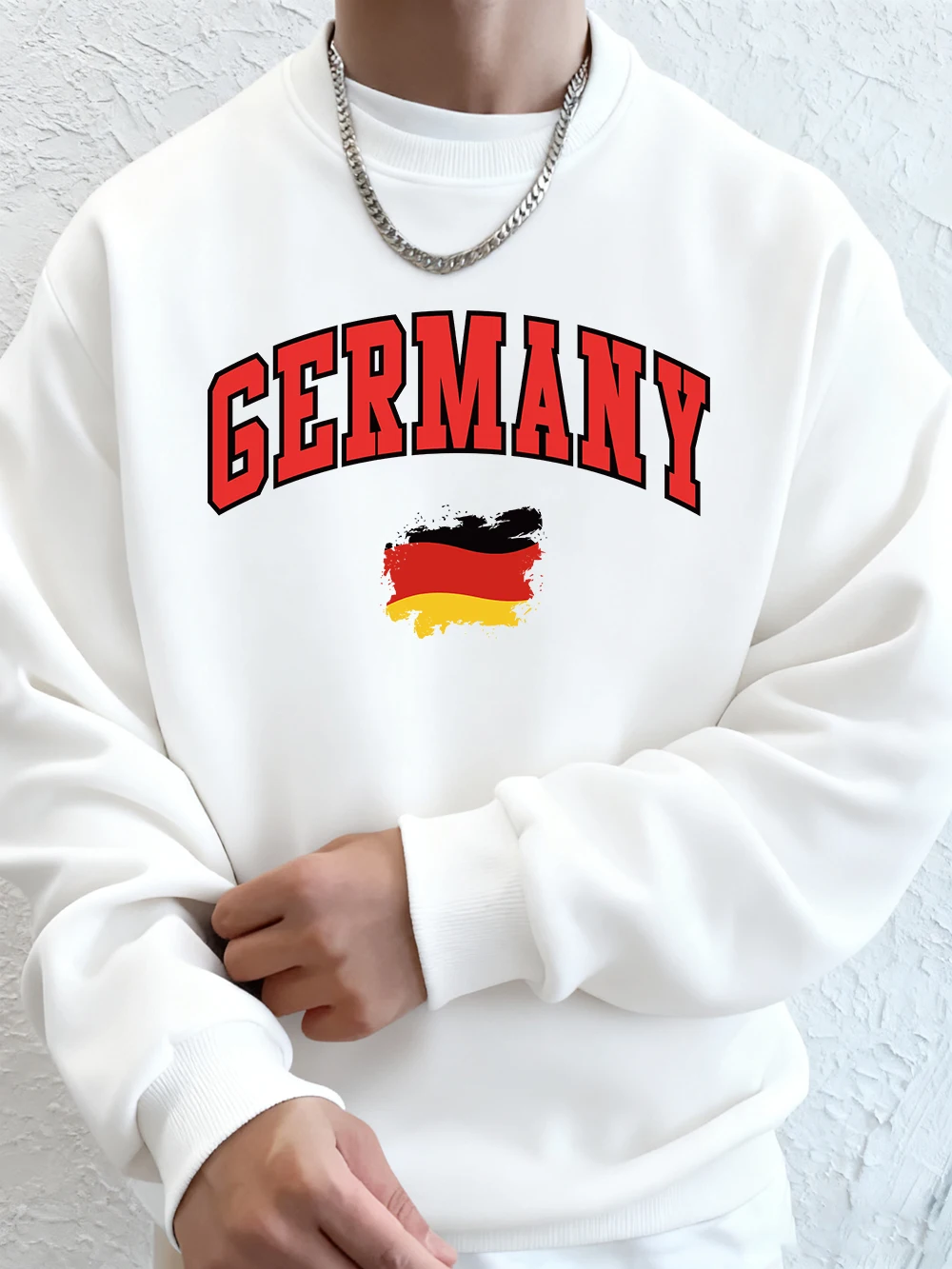 العلم الألماني فرشاة السكتة الدماغية طباعة الرجال بلوزات الشتاء الصوف الدافئة هوديي الكورية فضفاض Crewneck البلوفرات الهيب هوب الذكور الملابس