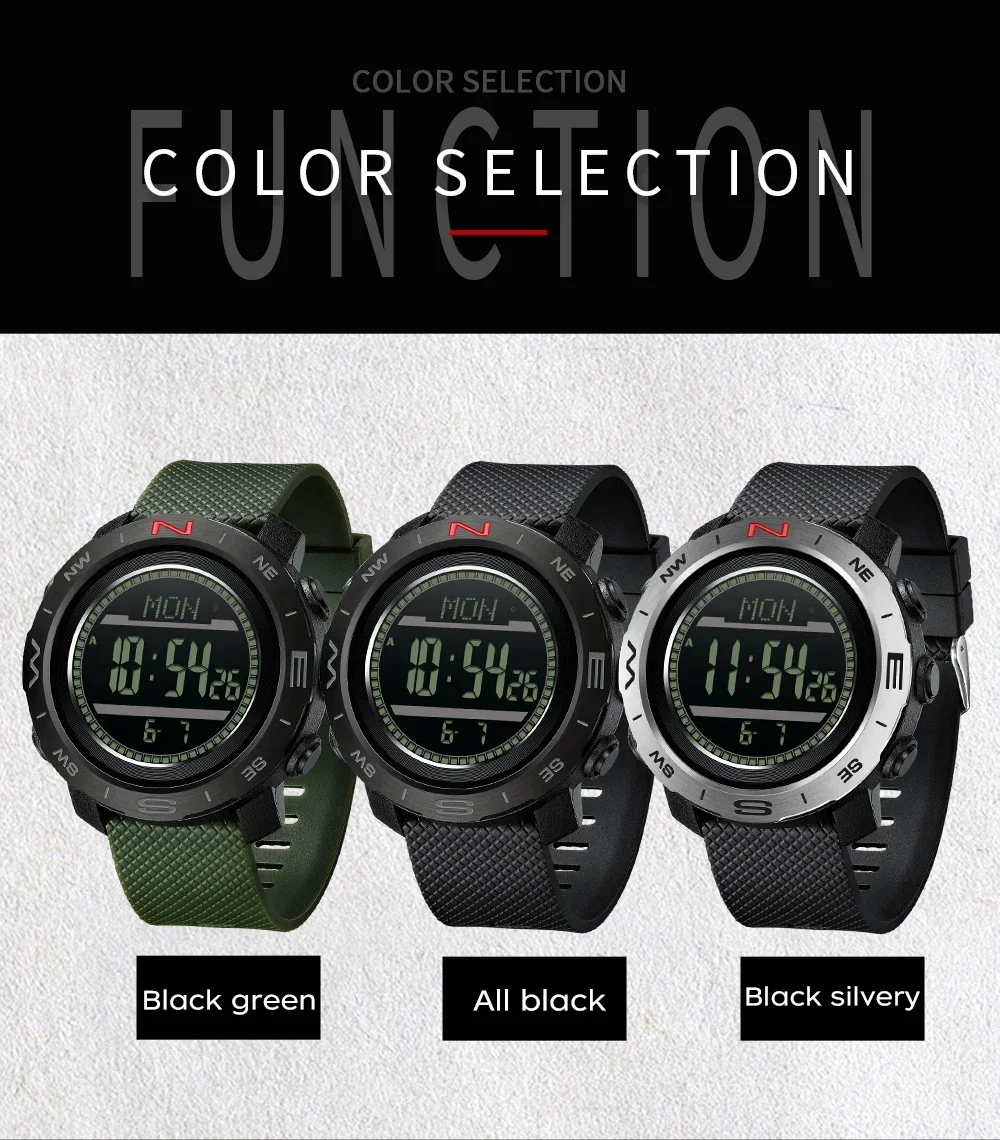 SANDA SD5106 Роскошные цифровые часы Спортивные многофункциональные водонепроницаемые электронные часы с прогнозом погоды