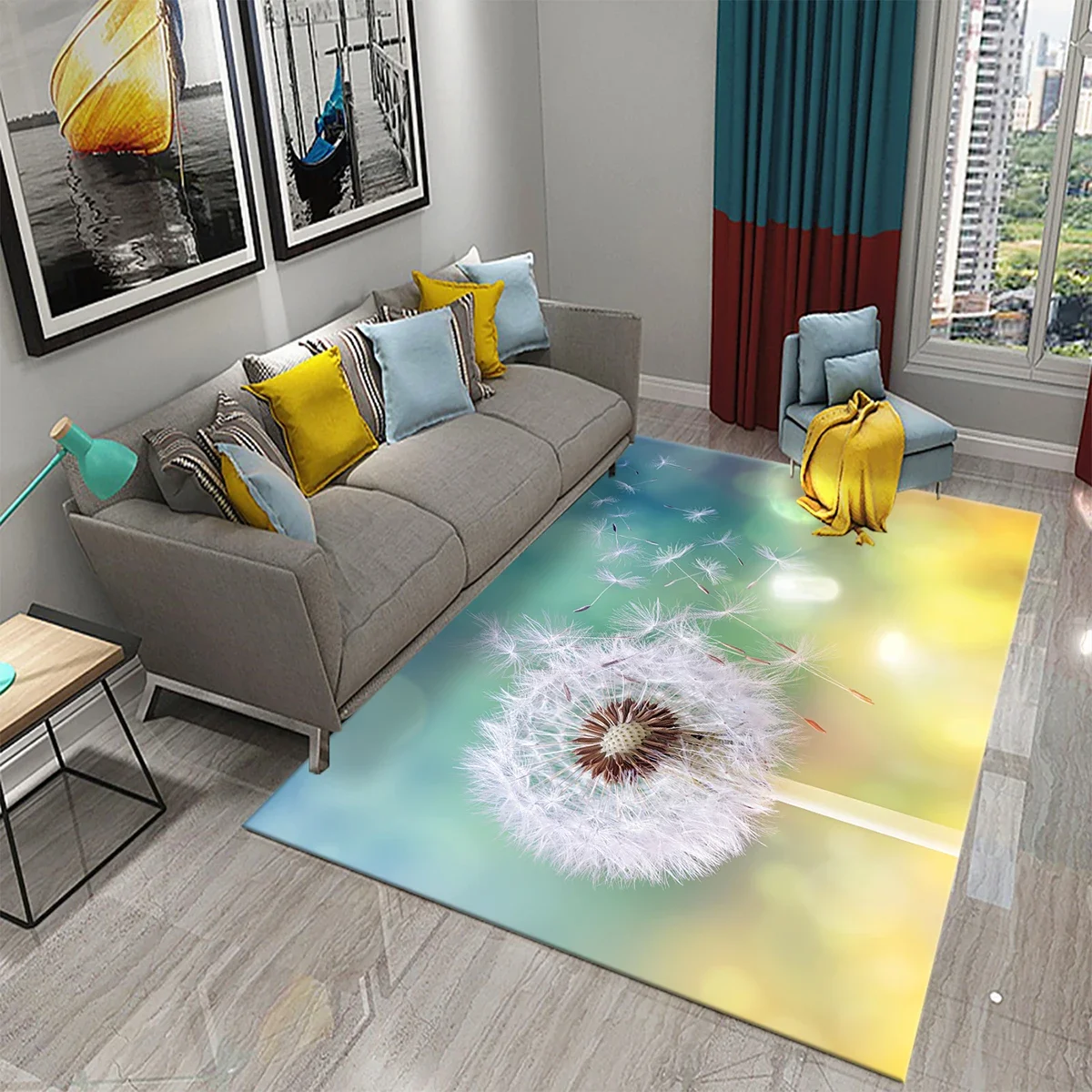 3D Dandelion Pattern Carpet Door Mat Anti-slip Bathroom Bedroom Living Room Rug Doormat Kitchen Home Entrance Floor Decor Gifts