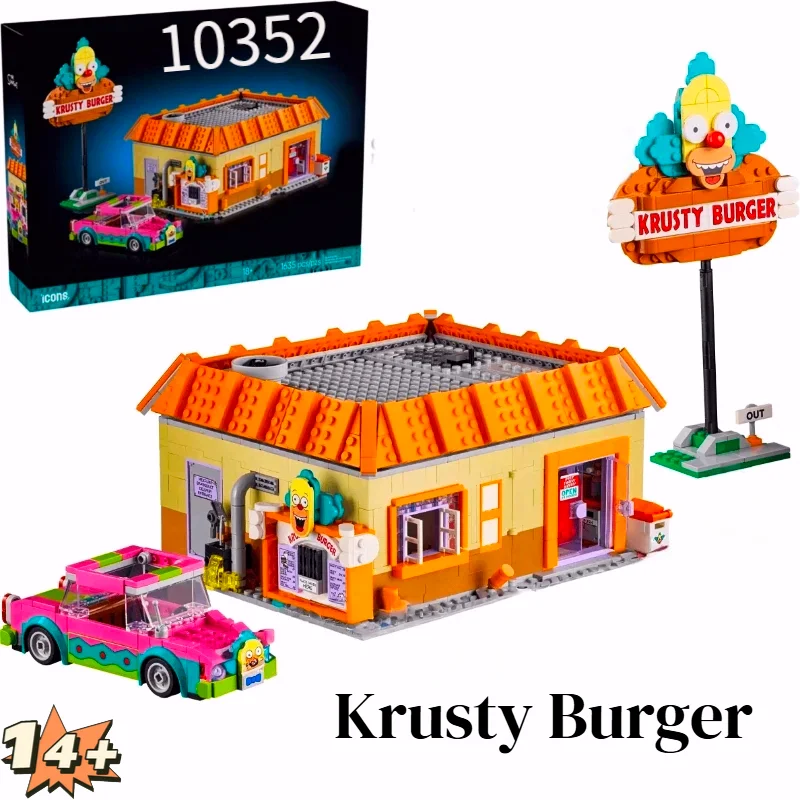 1635 Uds. Juguete caliente Street View Virginia Simpsons Krusty Burger Restaurants 10352 modelo de bloques de construcción Set regalos de cumpleaños y Navidad