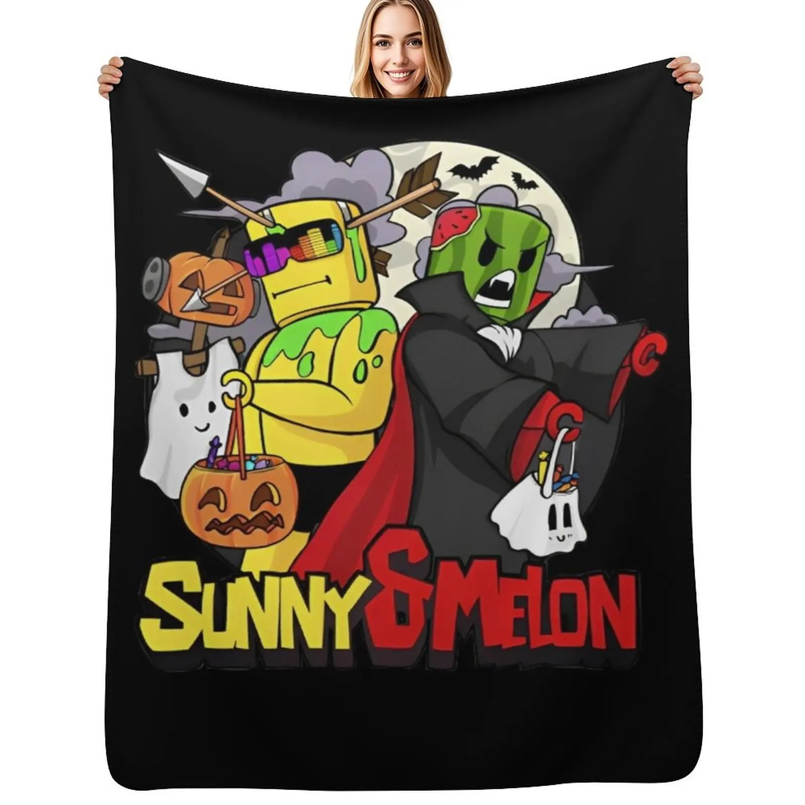 sunny and melon merch Throw Blanket Soft Big warm winter Plaid manga blankets and throws Sleeping Bag Blankets
