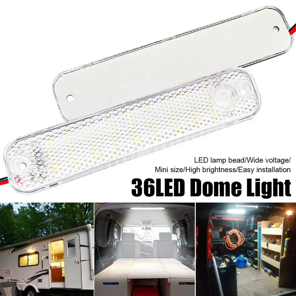 차량용 LED 돔 라이트, RV 모터홈 마린용 야간 독서 천장 조명, 스위치 포함, 36LED, 12V-85V 트럭 인테리어 조명