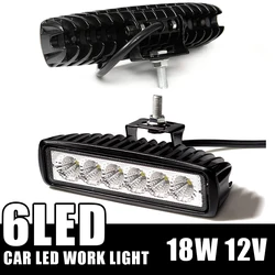 6LED 18W 12V Car Work Light DRL High Bright Spotlight Waterproof Offroad Automobile Truck Night Driving Headlights Fog Lamp