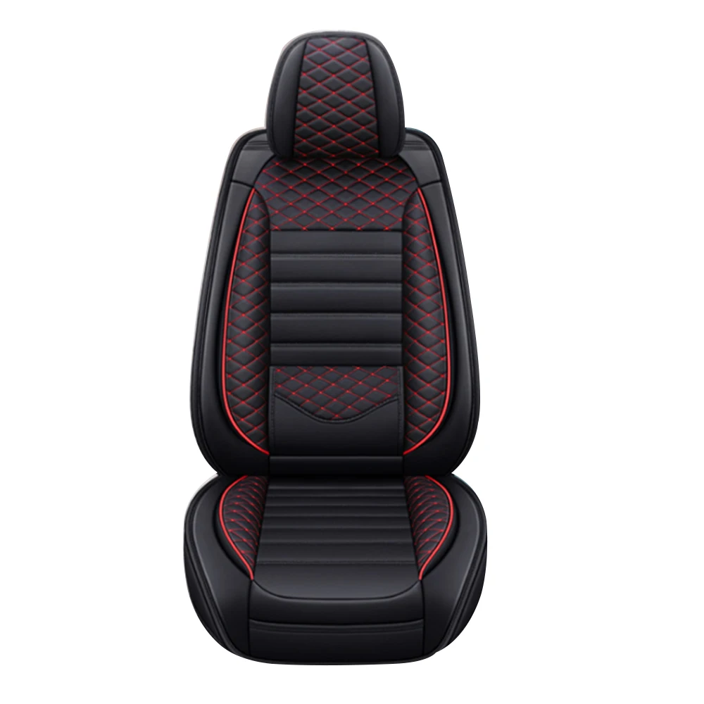 Car Seat Covers Five Seats Full Set PU Leather High Back Front And Rear Split Bench Car Seat Cover Waterproof Red