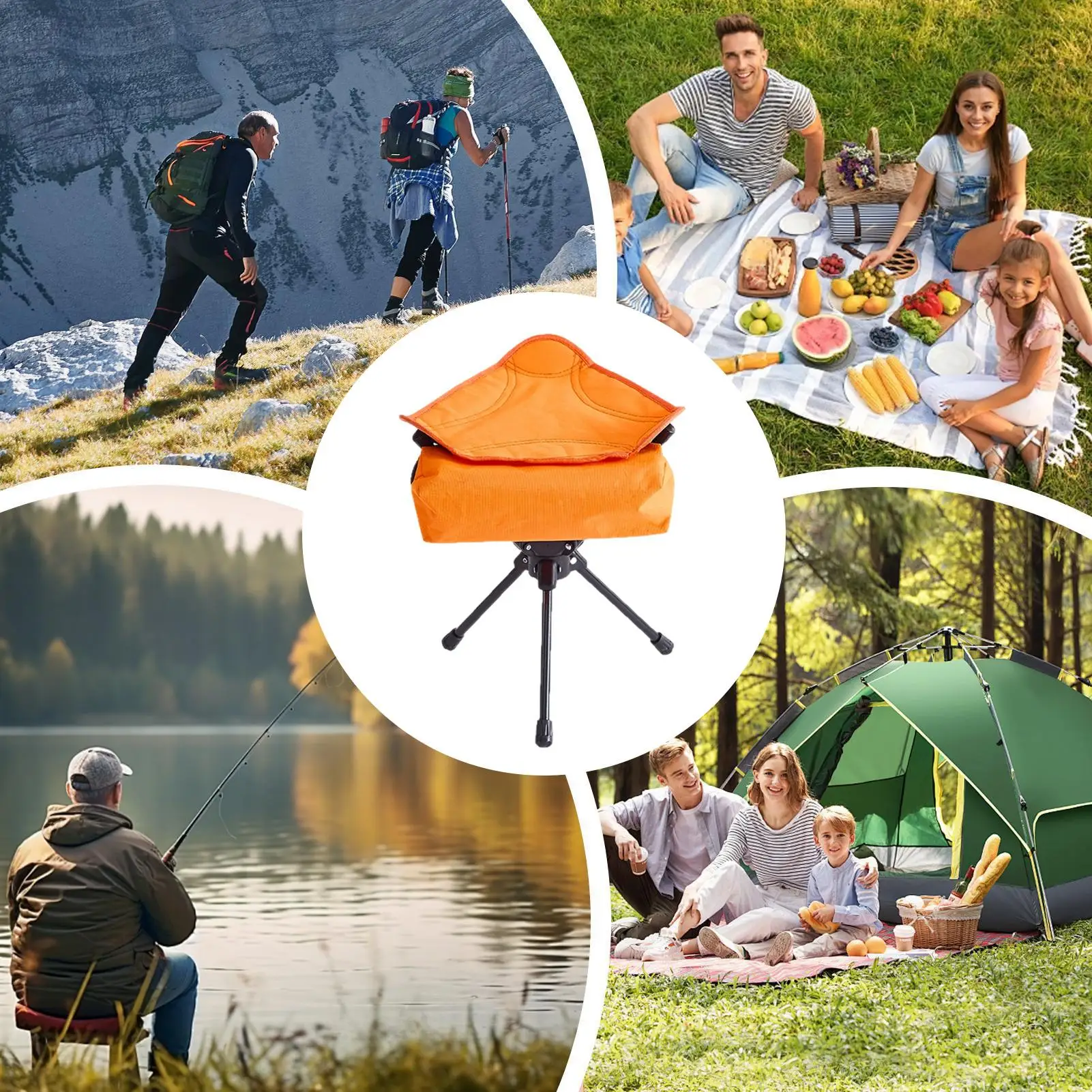 

Ultralight Portable Folding Stool, Compact Outdoor Camping Chair, 360 degree Rotation, Picnic, Fishing, Camping Stool