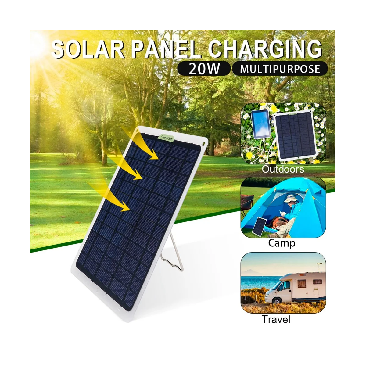 20W Solar Panel 12V 10A Battery Controller Car Charger Outdoor Battery Supply for Vehicle Battery with OBD Plug