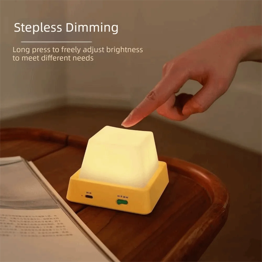 Simple Design LED Night Lights Timing Function High Quality Bedside Table Lamp Keyboard Shape Press Switch Led Lamp Decor