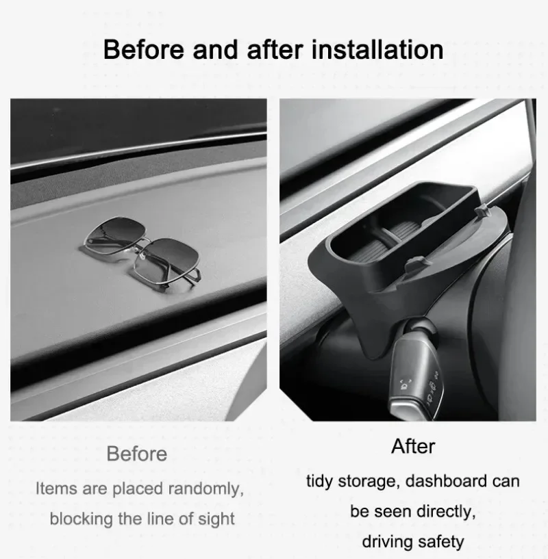 Für Neues Tesla Model Y YL Juniper 2025-2020 2026 Model 3 Highland 2024 Lenkrad-Silikon-Sonnenbrillenetui Handyhalterung Aufbewahrung – Detail 2
