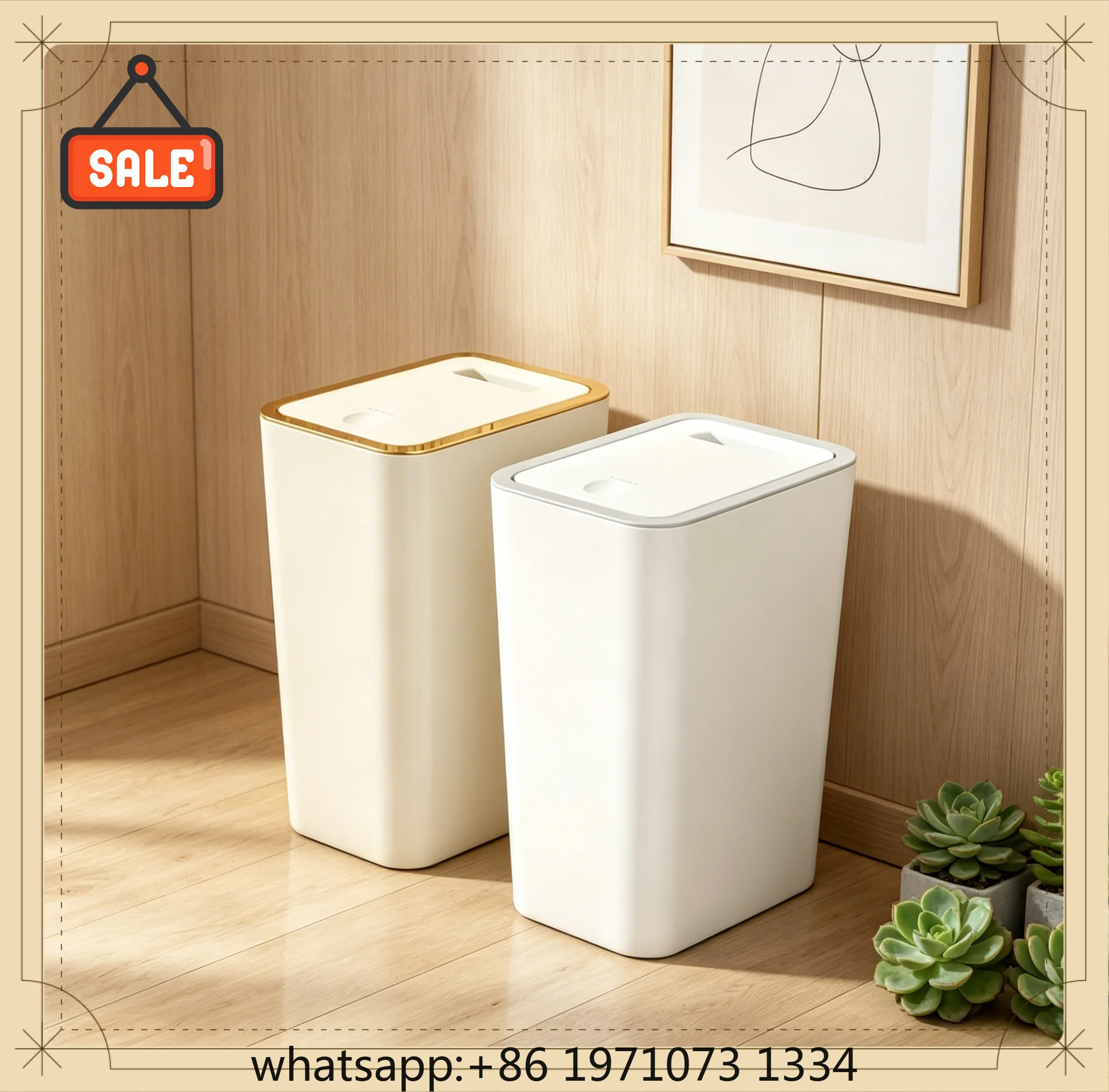 10L Space-Saving Plastic Trash Can Pet Resistant Odor Leak Proof Design Durable Garbage Bin for Home Bathroom Kitchen
