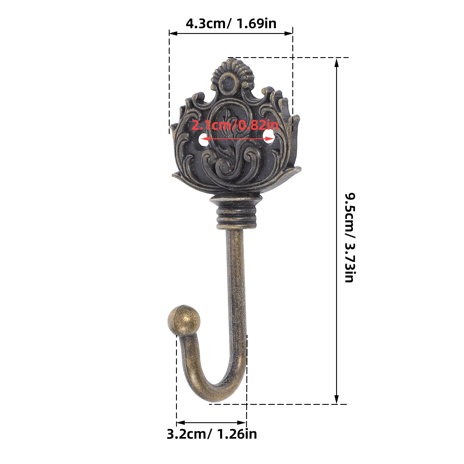 4Pcs Rustic Wall Hooks Bronze Finish Vintage Metal Hangers for Towel Coat Hat Purse Decorative Entryway Home Decor Mount