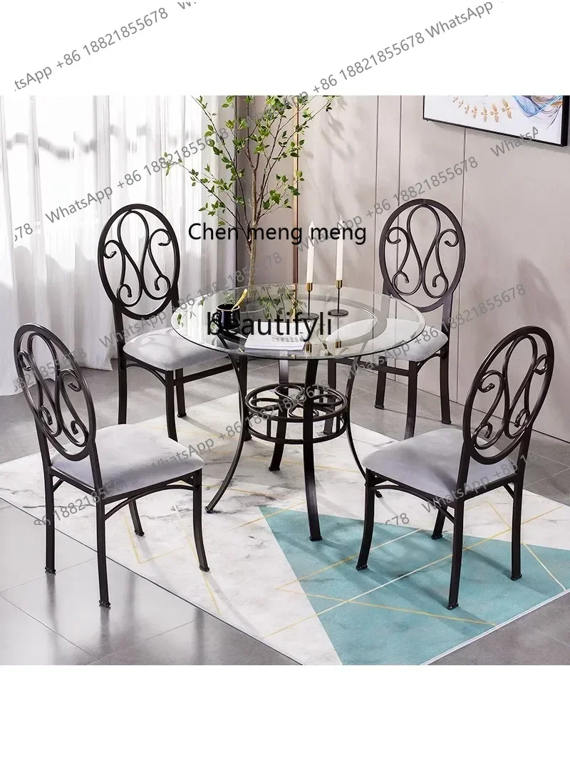 

ss7304 Nordic Glass Dining Table Modern Minimalist Living Room Leisure round Table Dining Tables and Chairs