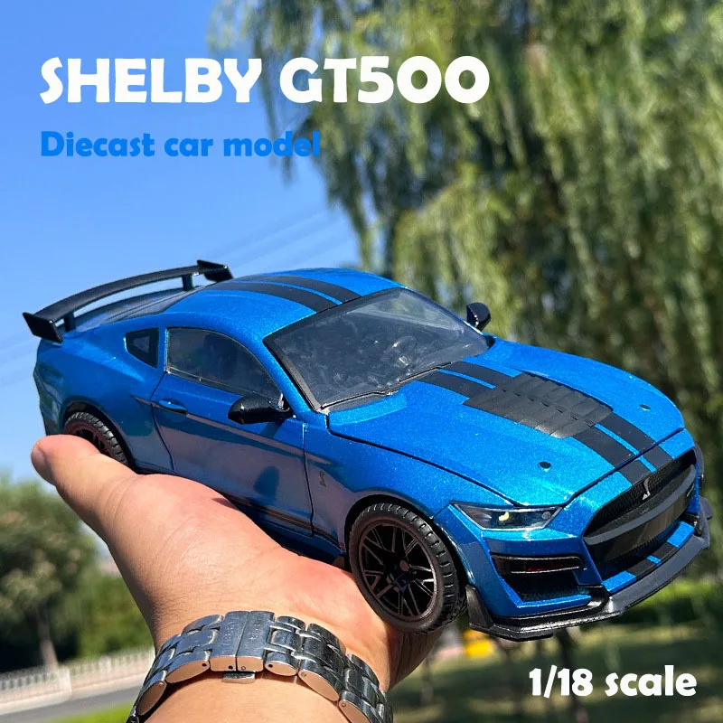 Diecast 1/18 Scale Ford  Shelby GT500 Alloy Car Model Big Size Collection Miniature Voiture Simulation Children Toy Vehicle Gift