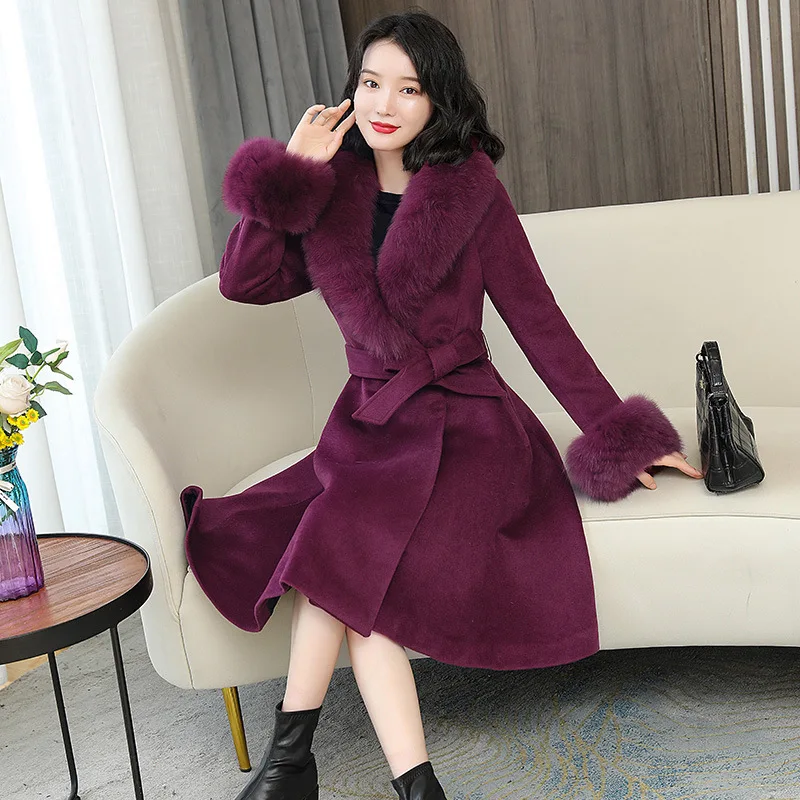 2024 Double sided woolen coat women's autumn and winter fashion new Korean version thick long temperament slim fit coat