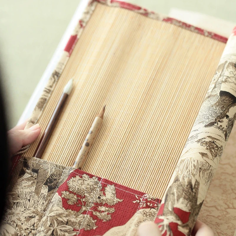 calligraphy-brush-roll-printed-canvas-fabric-pouch-portable-storage-curtain-organizer-for-chinese-calligraphy-painting-brushes