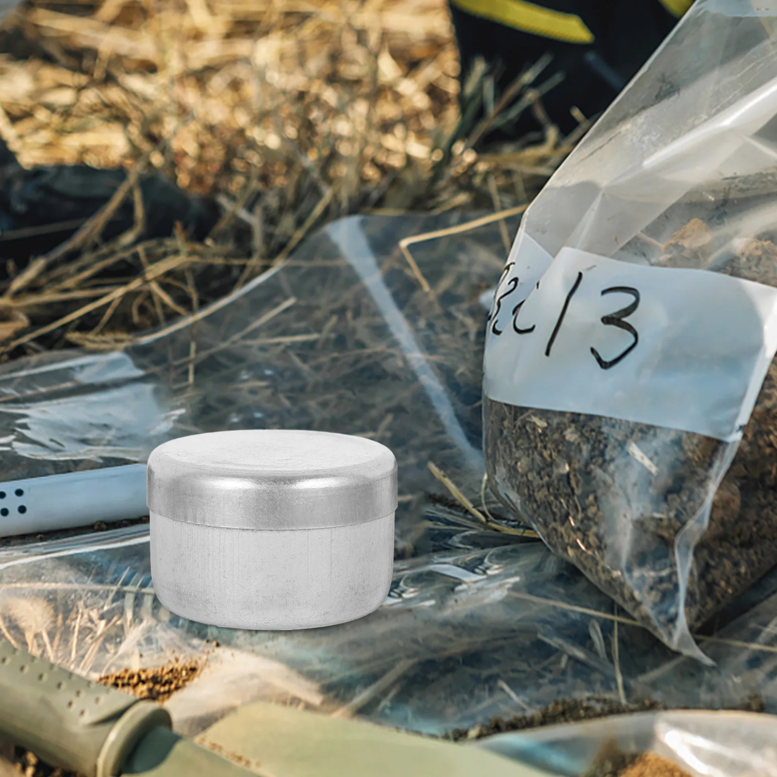 4Pcs Aluminium Boden Probenahme Boxen Runde Lagerung Container Labor Feld Verwenden Wiegen Halter Tragbare Probe Container