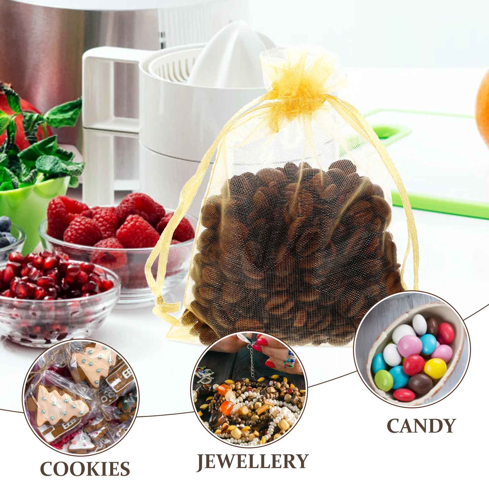 

100Pcs Small Organza Drawstring Gift Bags Set Decorative Packaging Bags Party Favor Candy Wedding Storage Pouches
