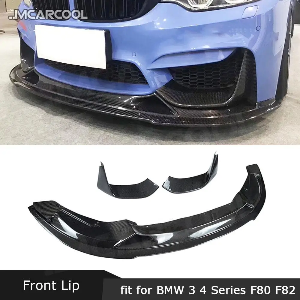 

Carbon Fiber Front Bumper Lip Spoiler with Splitters for BMW 3 Series F80 M3 4 Series F82 F83 M4 R Style 2014-2017 R Style