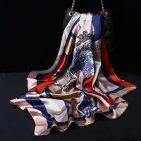 Luxury Brand Square Silk Scarf Women Shawl 90*90cm Cashew Print Kerchief Femme HeadScarf Foulard Satin Bandana Hijab random - Image 4