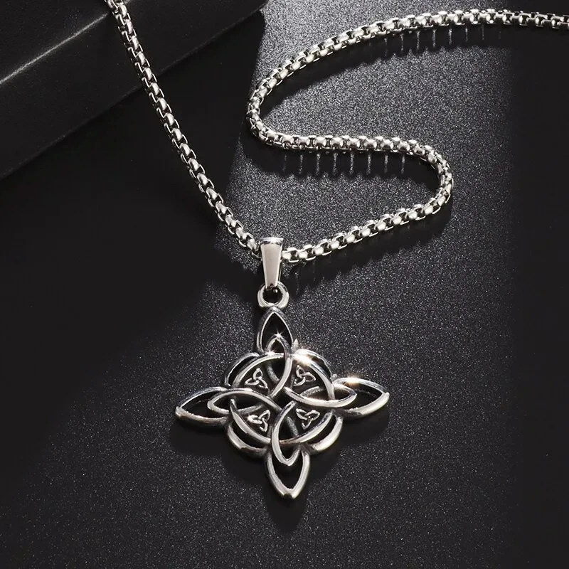 Vintage Wiccan Witch's Knot Celtic Knot Pendant Personalized Men\'s Chain Nordic Odin Trinity Necklace Amulet Jewelry