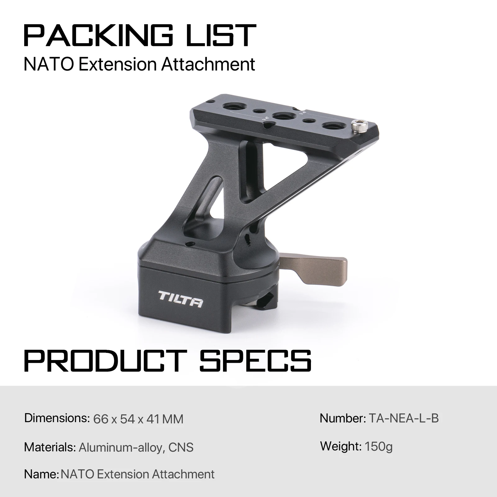 Tilta TA-NEA-L-B Linkerkant Nato Verlengstuk Handvat Bevestiging Hout Handvat Nato Rail Bevestiging Tilta Accessoire Markt