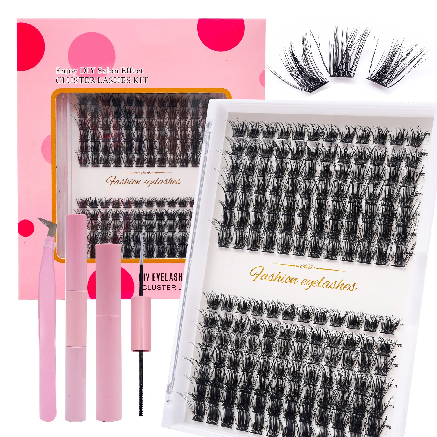 Kit d'Extension de Cils Individuels à Faire Soi-Même à la Maison, Liaison Naturelle et Grappes de Cils, fissuraminants, Py, avec Colle de Maquillage