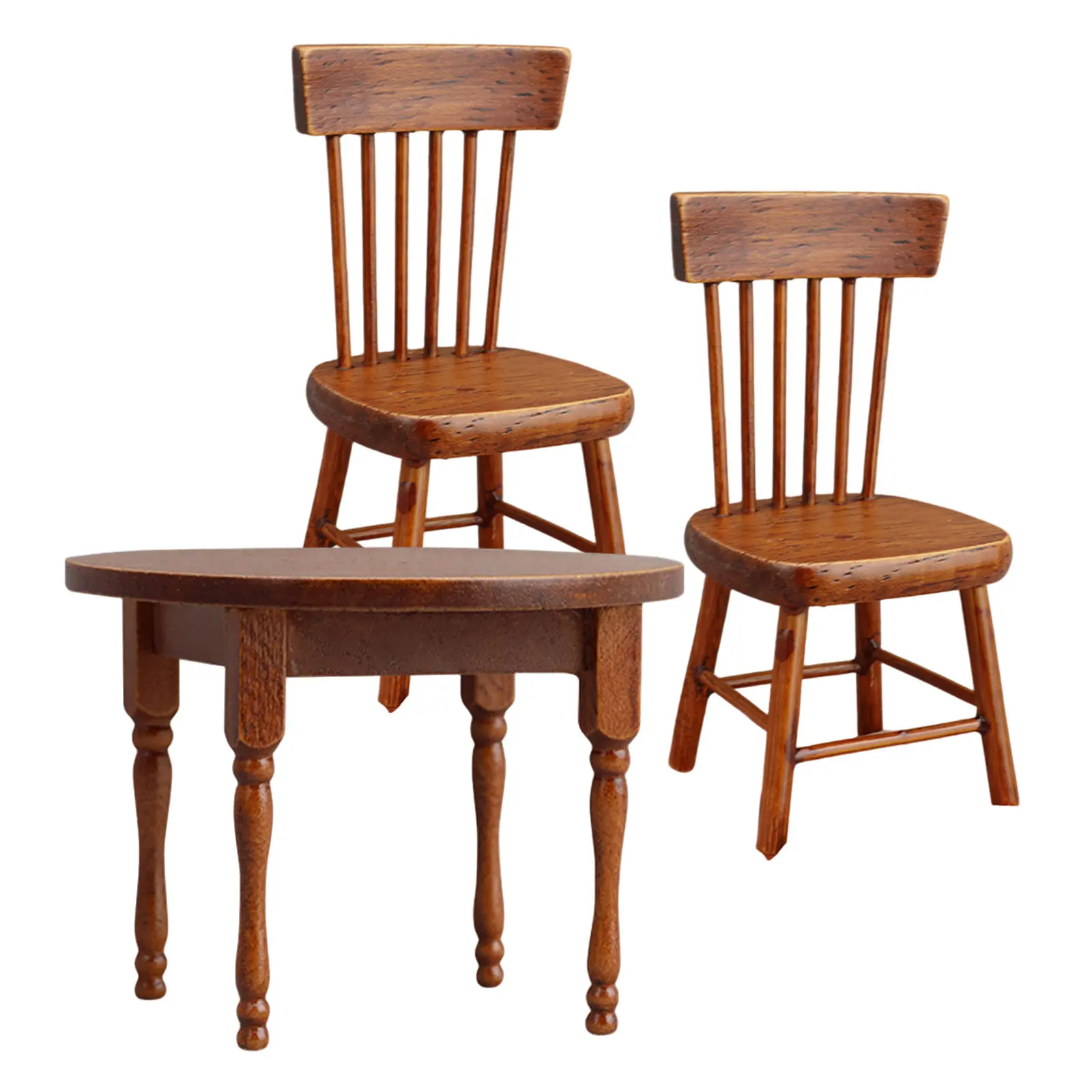 

1Set 1:12 Scale Miniature Table and Chair Set Sturdy Wood Dollhouse Furniture for Living Room Kitchen Dining Mini Home