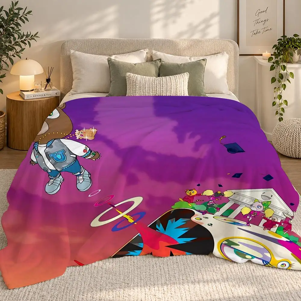 Rapper Star YE Kanye West Throw 240g flannel blanket, suitable for sofas, beds, offices, exquisite gift blankets