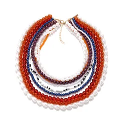 Nuove catene di perline colorate Collana girocollo di perle finte per le donne Orecchini con collana di nappe multistrato di gioielli bohémien