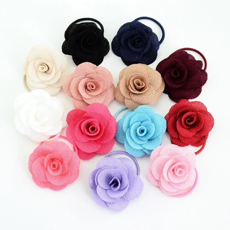 5 pz/lotto 1.8 pollici Boutique Flower Girl Bow elastico per capelli cravatta ragazze tinta unita corda fascia per capelli fiocco accessori per capelli per bambini regalo