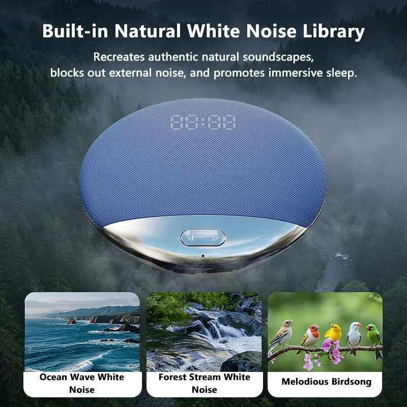 Schlaf-Bluetooth-Lautsprecher mit Display-Bildschirm, Unter-Kissen-Audio-Schlaflautsprecher, ultradünner Weißes-Rauschen-Nachttischlautsprecher 2026 NEU