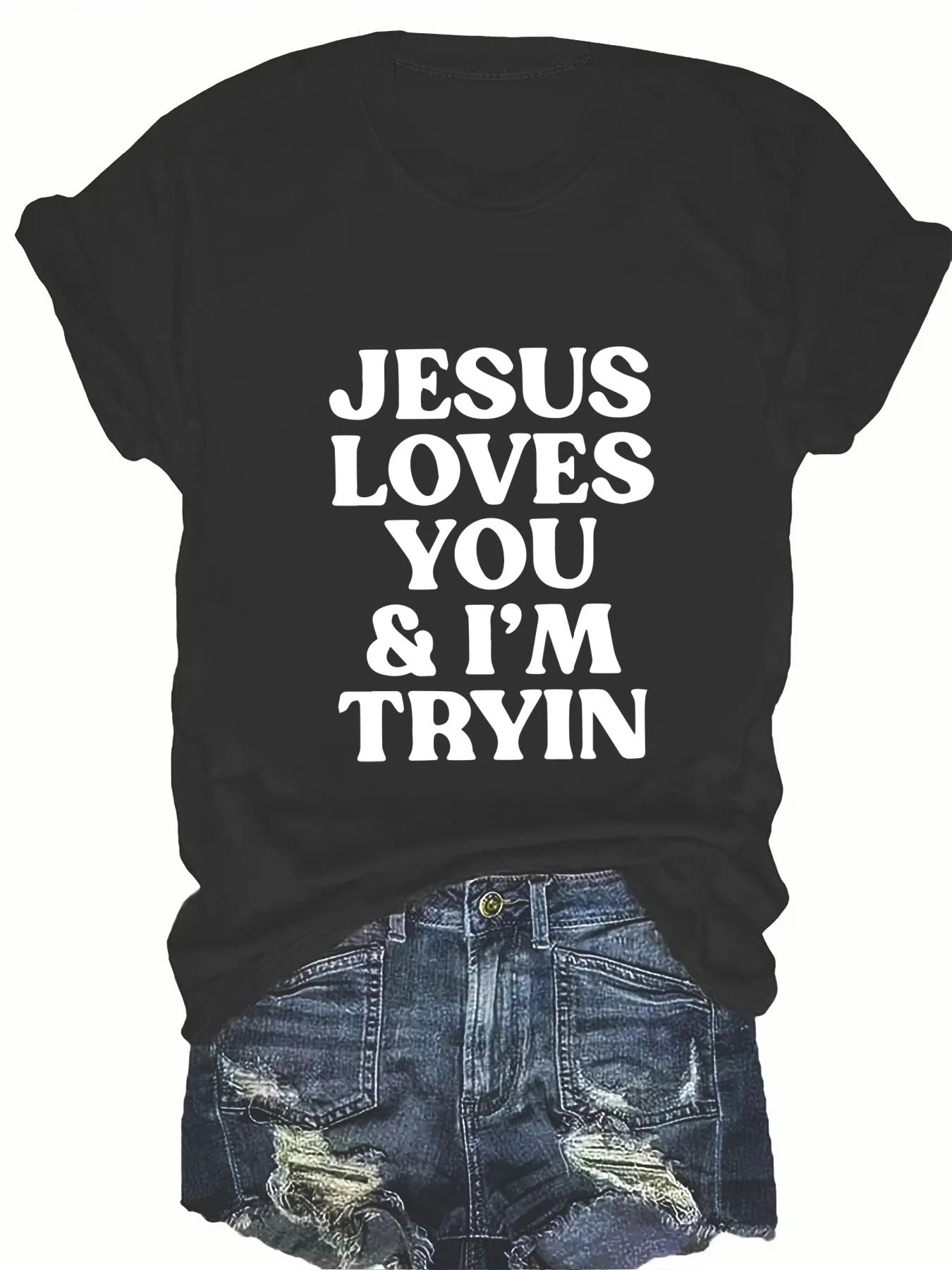 

Fashionable Letter Pattern Print round Neck Short Sleeve Top for Women Stylish Casual Graphic T-Shirt