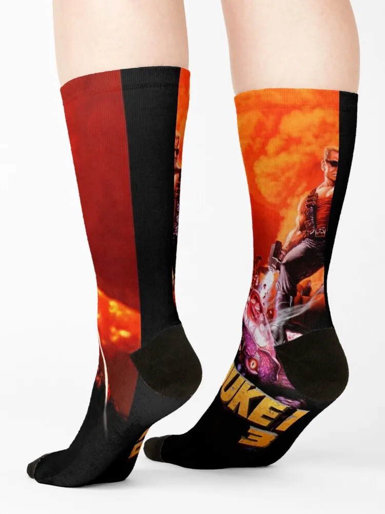 Duke Nukem 3D retro game print (High Contrast) Socks anime custom hockey Socks Male Women's