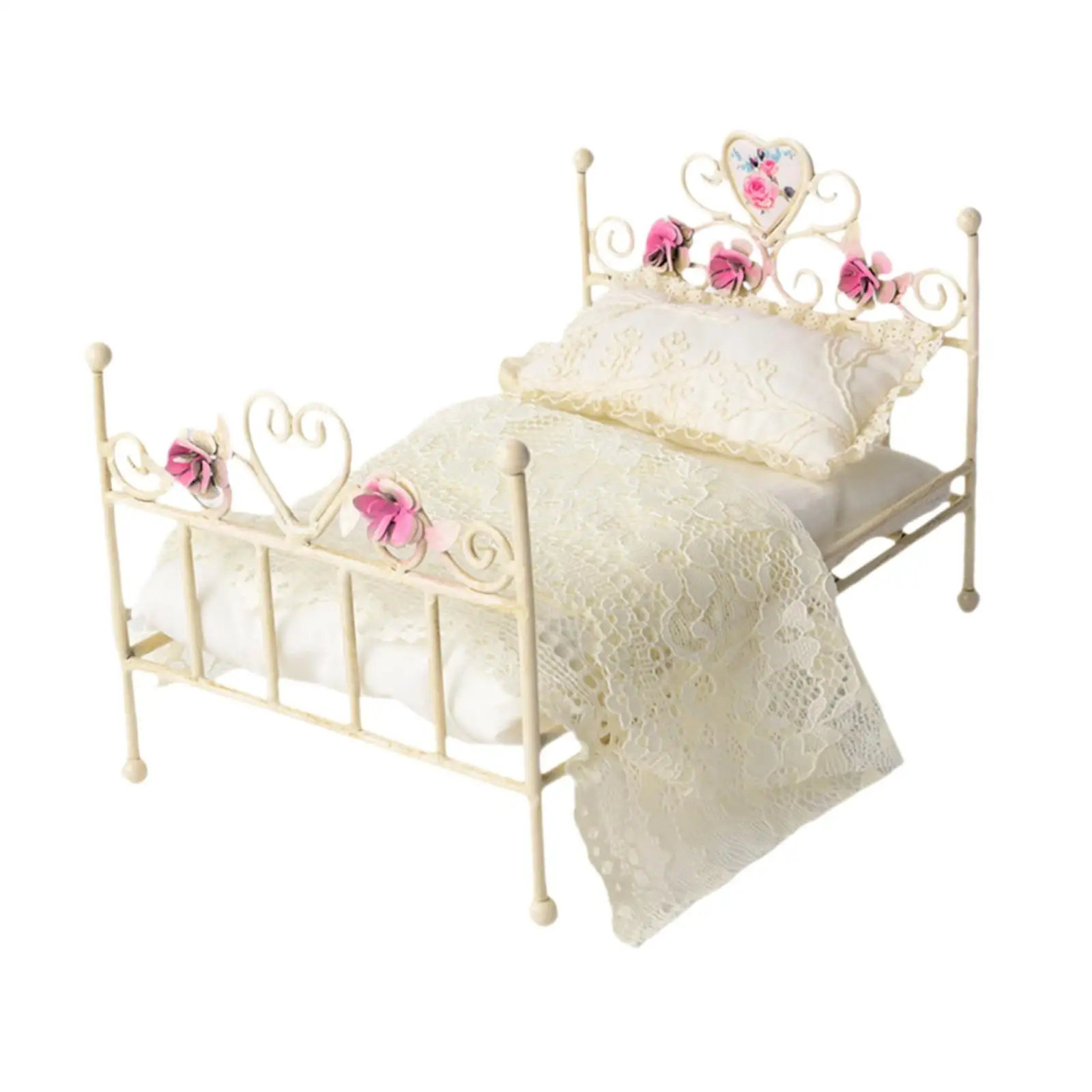 

1: 12 Miniature European Bed for Landscape Decorations Window Display Decor