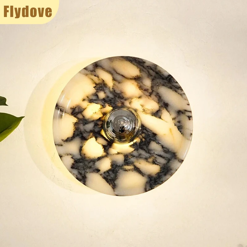 

Italian Designer Natural Marble Chrome Wall Lamp Luxury Wall Bedside Living Room Hotel Corridor LED Decorative Lighting Fixtures