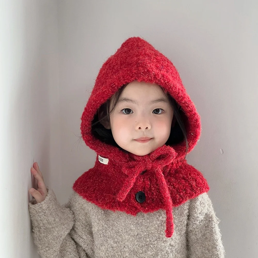 

Vintage children's hat Wool Blended Balaclava Hats Women Autumn Winter Travel Versatile Leisure Protection Ear Knitted Beanies