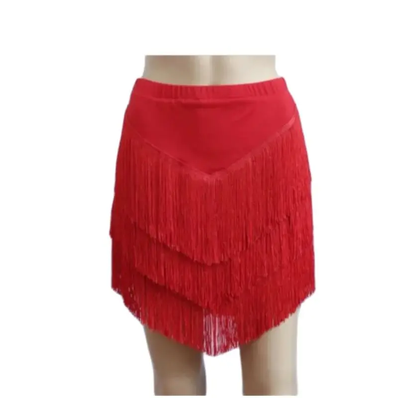 Falda de baile latino para mujer, falda de baile latino para adulto, salón de baile, salsa, flecos, 1 unidad por lote