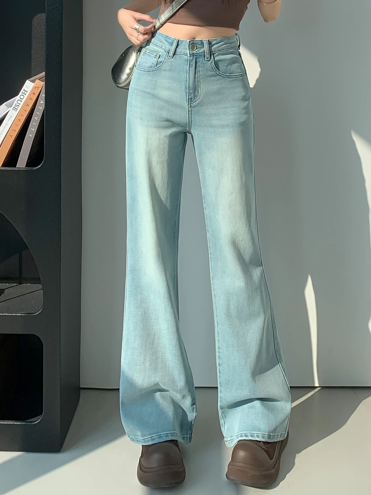 

ZHISILAO New Flare Jeans Women Vintage Soft High Waist Full Length Denim Pants Streetwear Autumn 2024