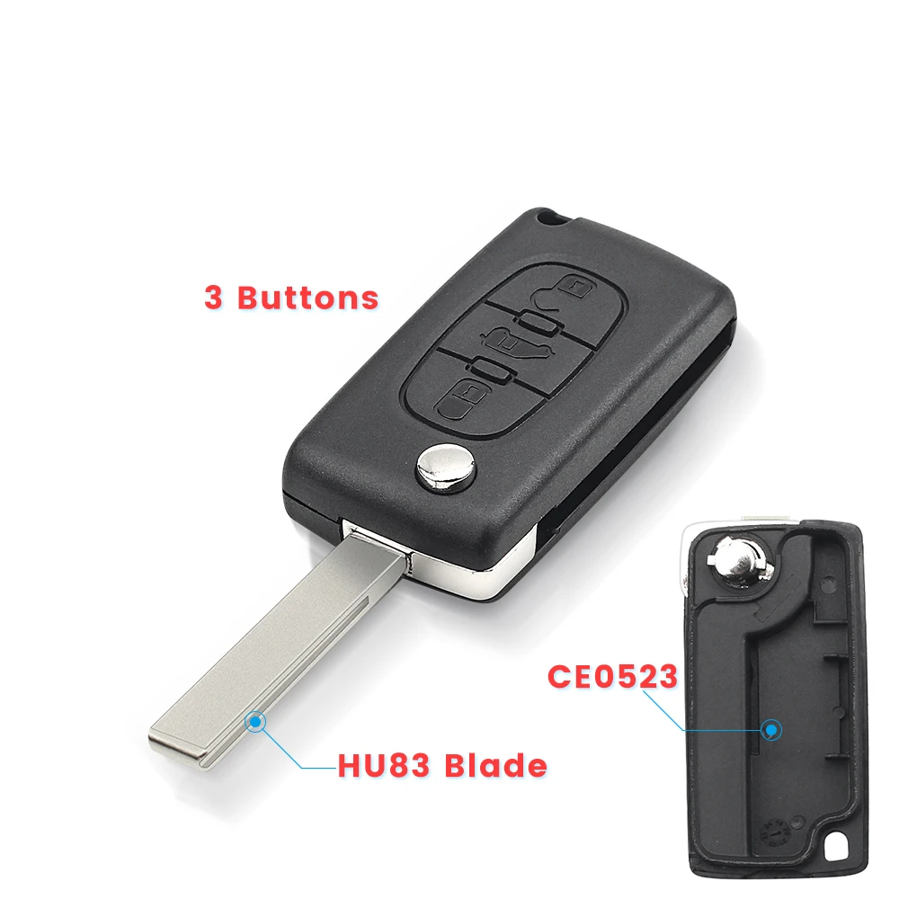 KEYYOU 3 przycisk dla Peugeot Partner Citroen Berlingo HU83 VA2 ostrze CE0523 CE0536 etui z klapką obudowa pilota z klucz samochodowym Shell Fob