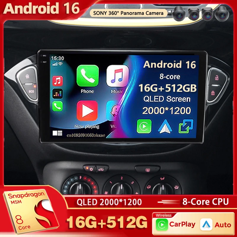 Android 16 Für Opel Corsa E 2014 - 2019 Adam 2013-2016 2K QLED Stereo Autoradio Multimedia-Videoplayer GPS AI Sprachsteuerung CarPlay 4G