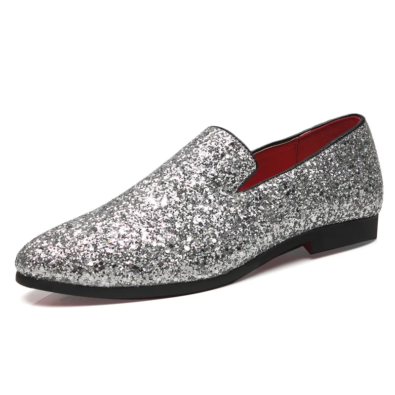 9 Colors Size 37-48 Glitter Men Loafers Shoes Bling Luxury Formal Shoes Men Sequin Penny Loafers Men Dress Formal Wedding Office