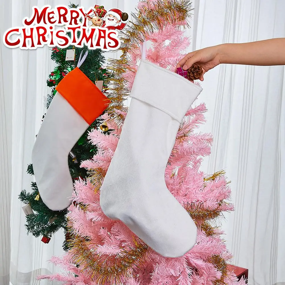 Sublimed Linen Christmas Socks, Hot Transfer Red And Black Checked Socks Christmas Fireplace Garter Decorated Christmas Socks