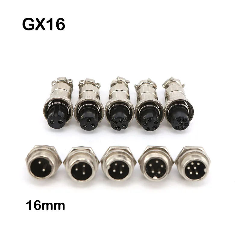 16mm GX16 Metal Aviation Socket Coupler 2/3/4/5/6pin core Male Female Connector Electric Cable Terminal Fixed Butt Mobile Type T