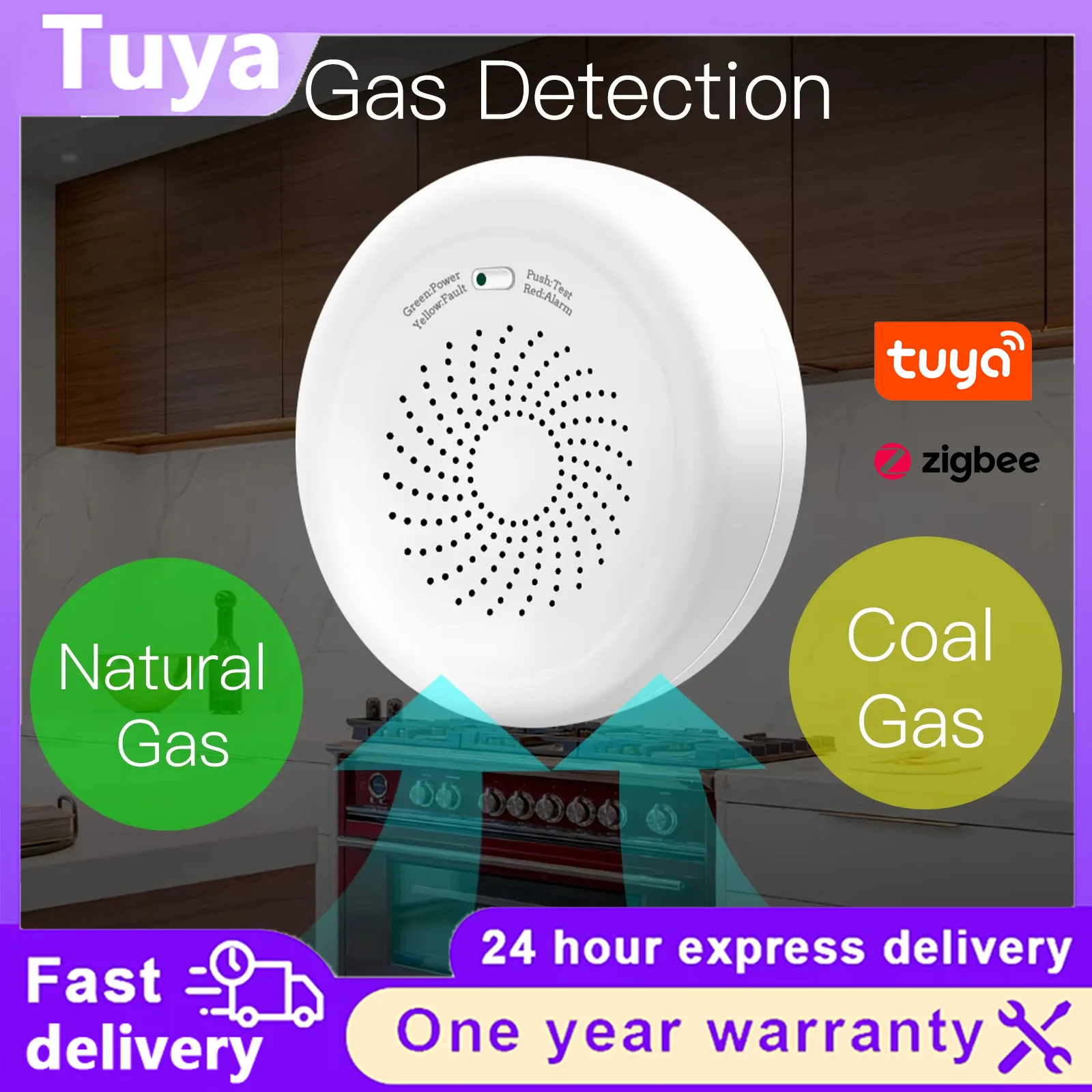 Tuya ZigBee Smart Gas Leak Detector Combustible Gas Sensor APP Remote Alarm Home Security Smart Life