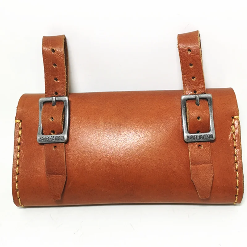 P4 Bicycle Bags100% Pure Leather Retro Bike Hang Bag Handmade Pure Cowhide Saddle Bag Handlebar Bag Bike Equipment Brown16*3*8cm