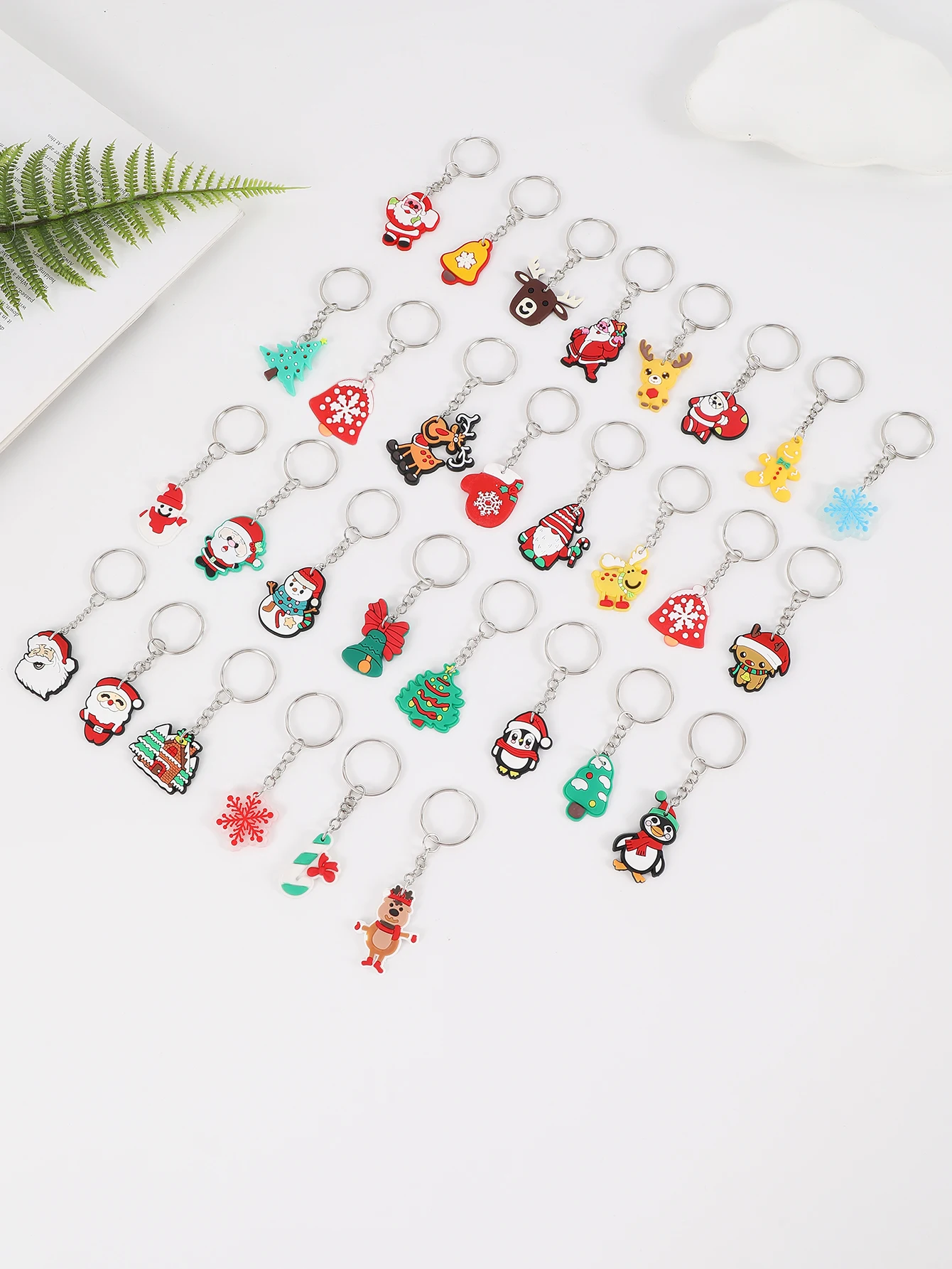 38pcs Cartoon PVC Christmas Keychain Key Ring for party gifts Christmas supplies back to school gifts