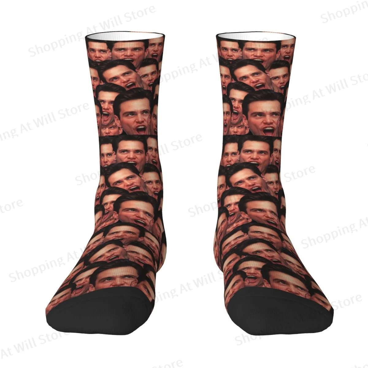 Jim Carrey Movie Jim Carrey Mashup Men Women Round neck Socks Cycling Novelty Spring Summer Autumn Winter Stockings Gift