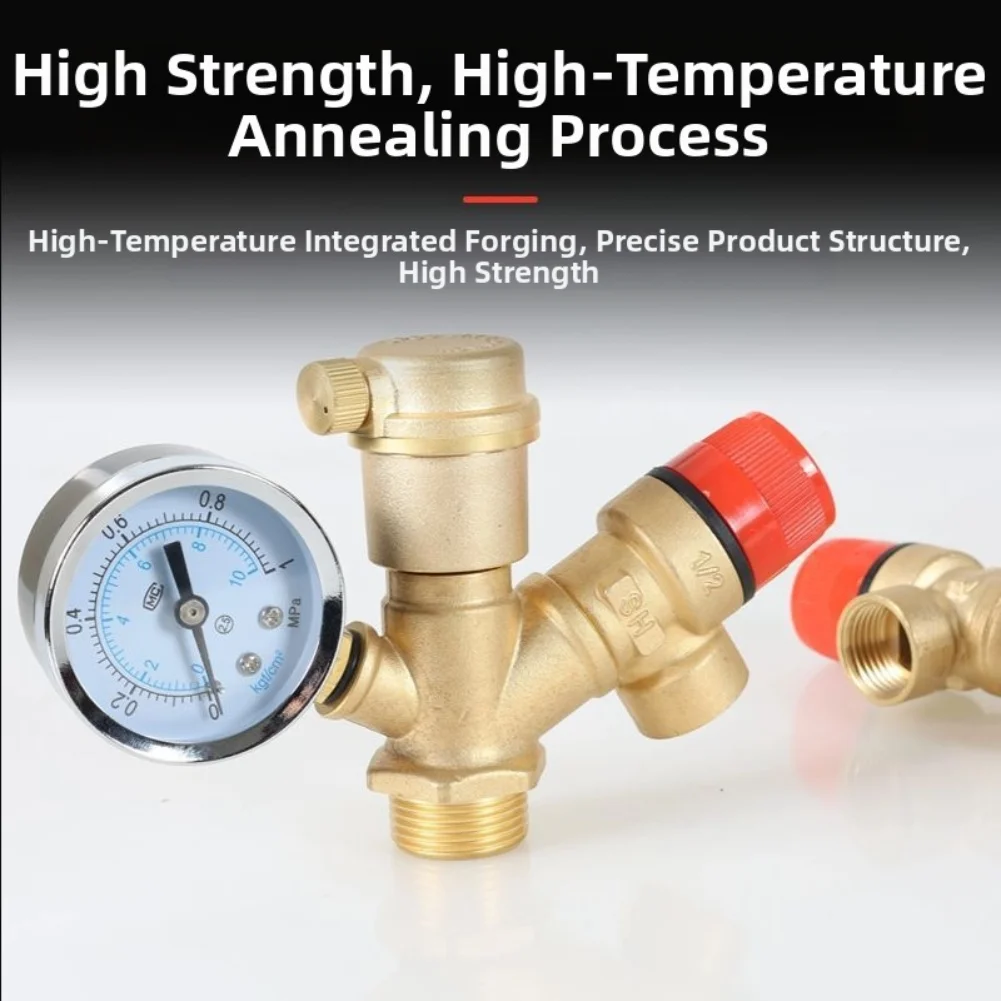 1pc DN25 Boiler Safety Group Brass Valve Wi Pressure Gauge Quick Bleeder 20mm 25mm 32mm For Heating Systems Pressure Air Control